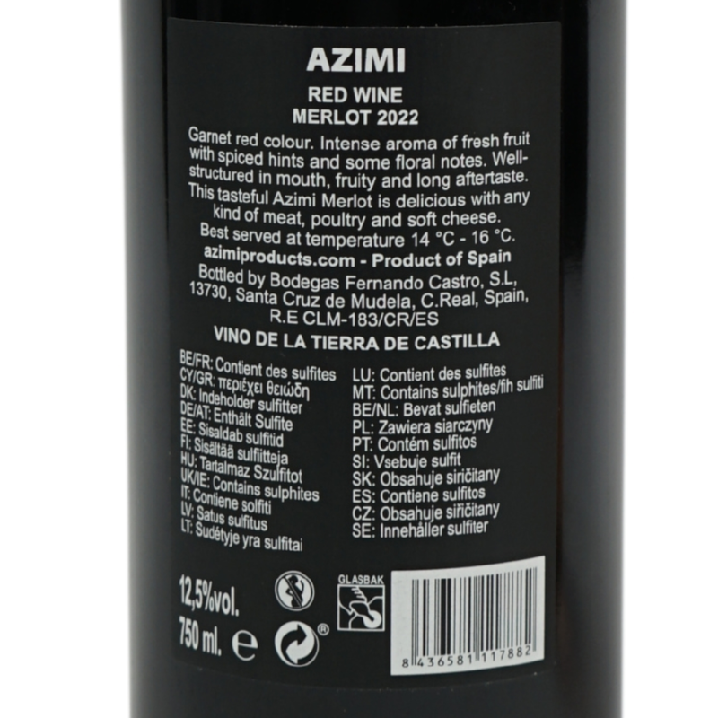 Azimi rode wijn Merlot 750 ml