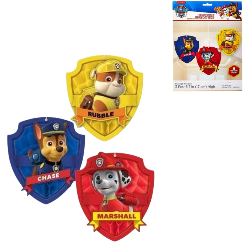 Paw Patrol Waben-Dekoball 17 cm Set mit 3 Stück