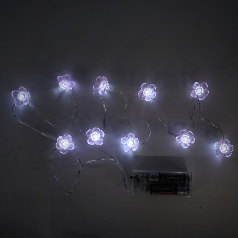 Lichterkette Blumen rosa 10 LED IP20 Batteriebetrieben 120 cm