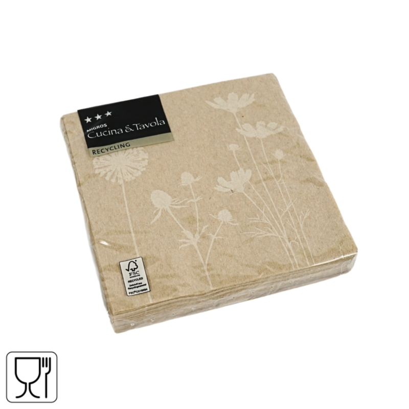 (R) Migros servetten 25 x 25 cm bruin bloemen 20 stuks