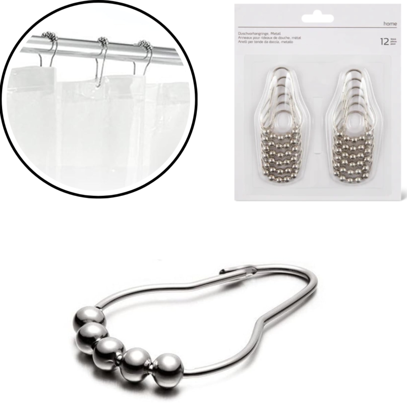 Douchegordijn ringen metaal 7,2 cm 12 stuks