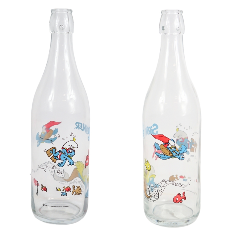 Glazen fles smurfen 1 liter