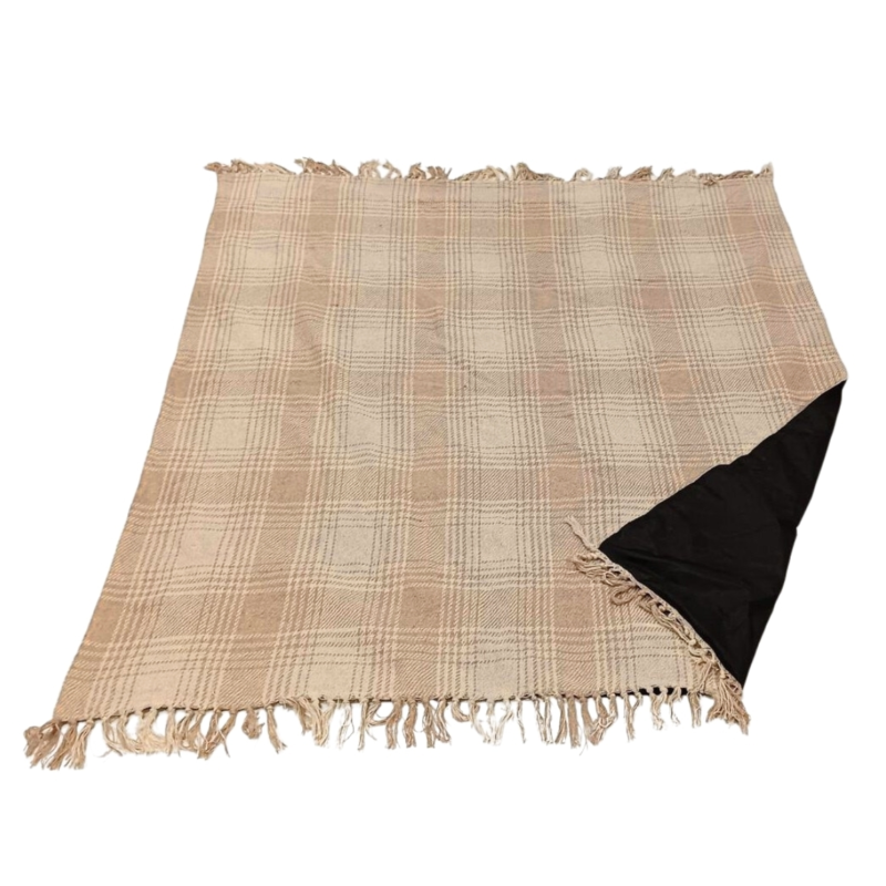 Take a Plaid polyback picknickplaid beige/wit  160 x 160 cm