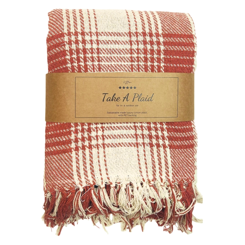 Take a Plaid polyback picknickplaid roest/wit 160 x 160 cm