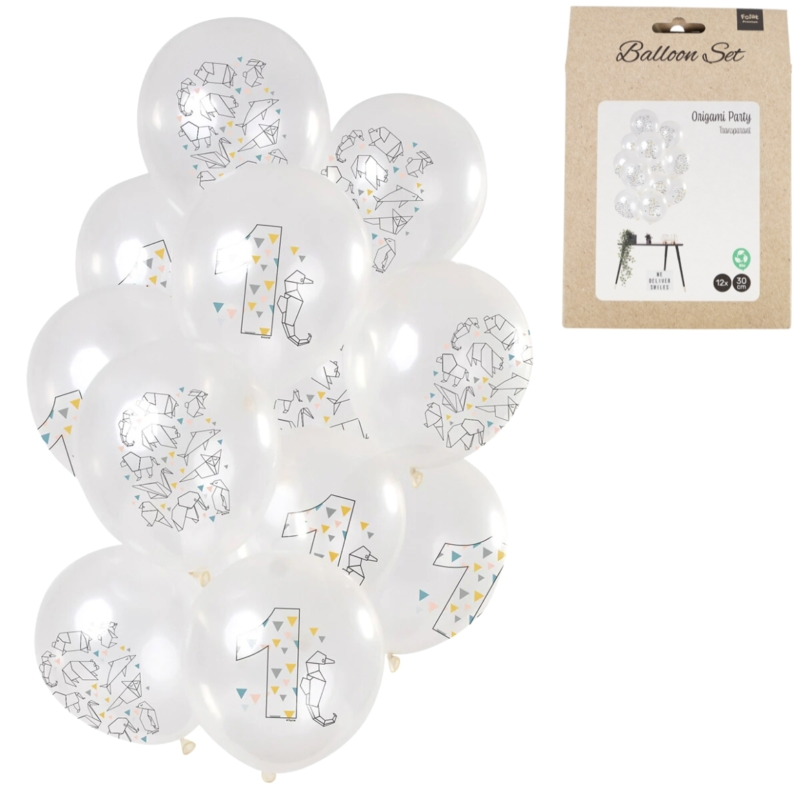Luftballons Origami Zahl 1 Jahr 30 cm Satz von 12