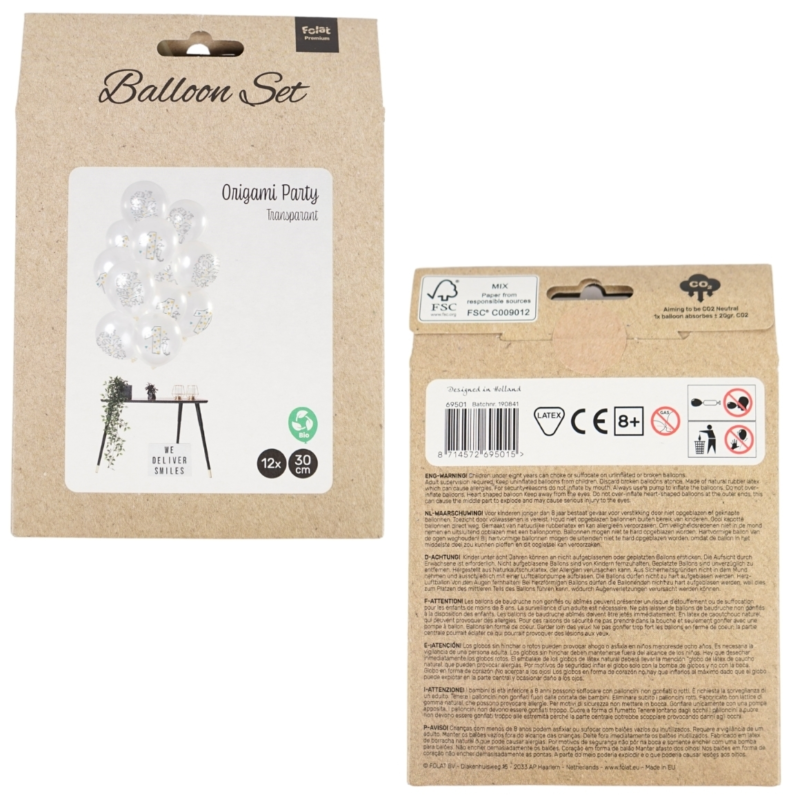 Luftballons Origami Zahl 1 Jahr 30 cm Satz von 12