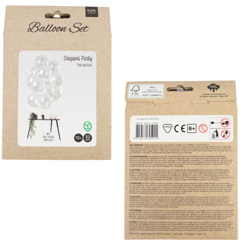 Ballonnen Origami cijfer 3 jaar 30 cm set van 12