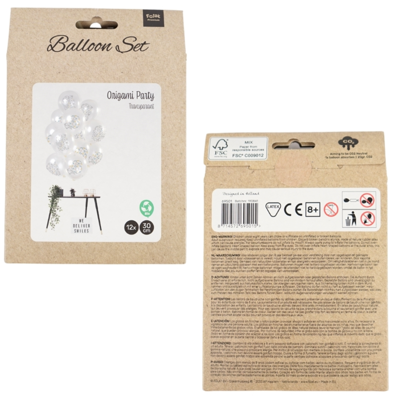 Luftballons Origami Zahl 6 Jahre 30 cm Satz von 12