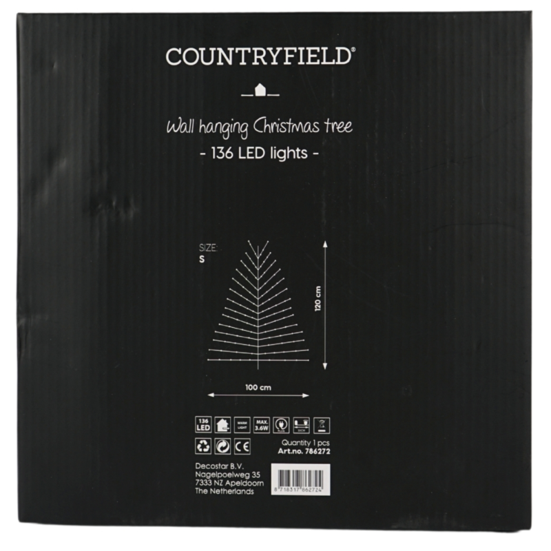 Countryfield wanddecoratie kerstboom Ziggy LED 120 cm
