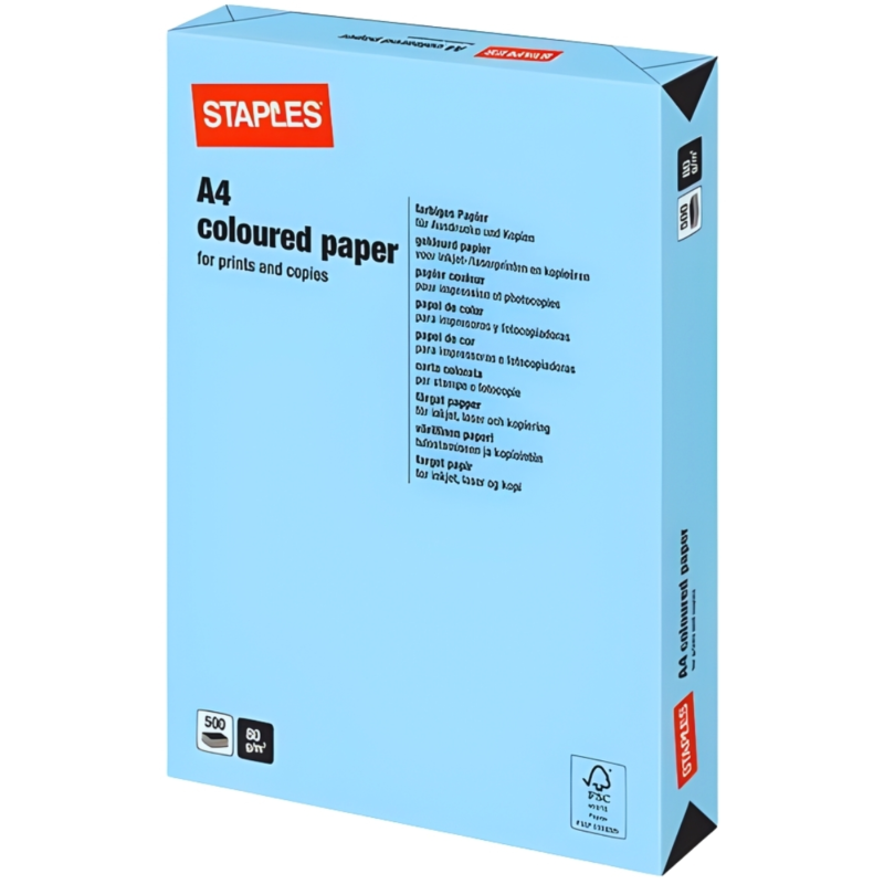 Staples papier A4 gekleurd blauw 500 vel
