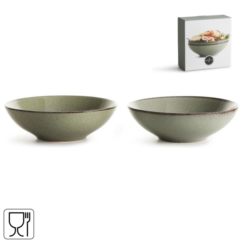 Sagaform diepe borden Nature groen 18 cm set van 2