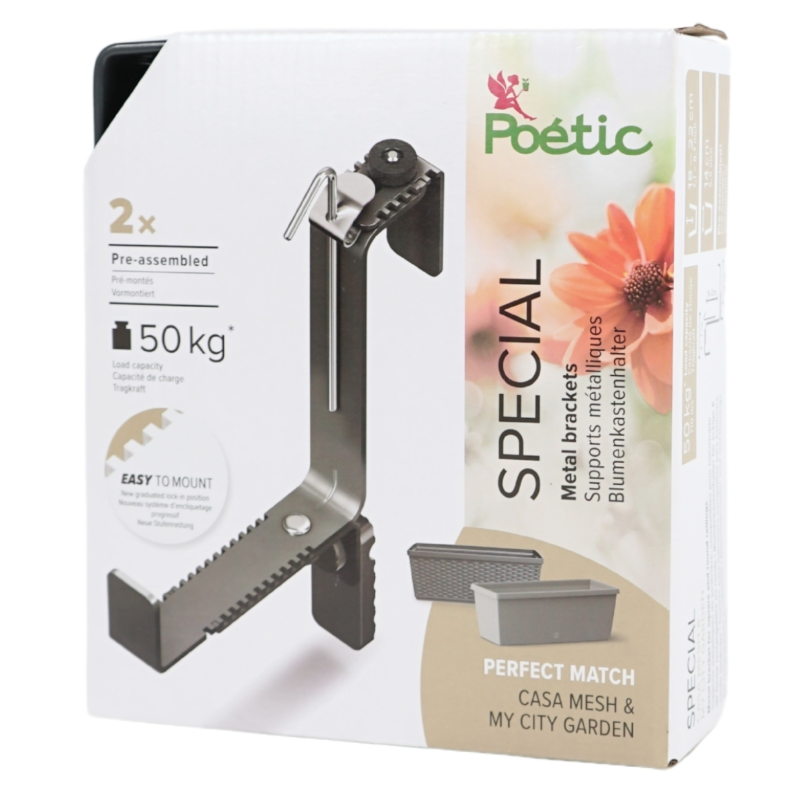 Poetic plantenbak beugel Special metaal antraciet 25 cm set van 2