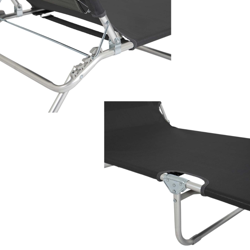 Bo-Camp ligbed Florence inklapbaar antraciet 189 cm