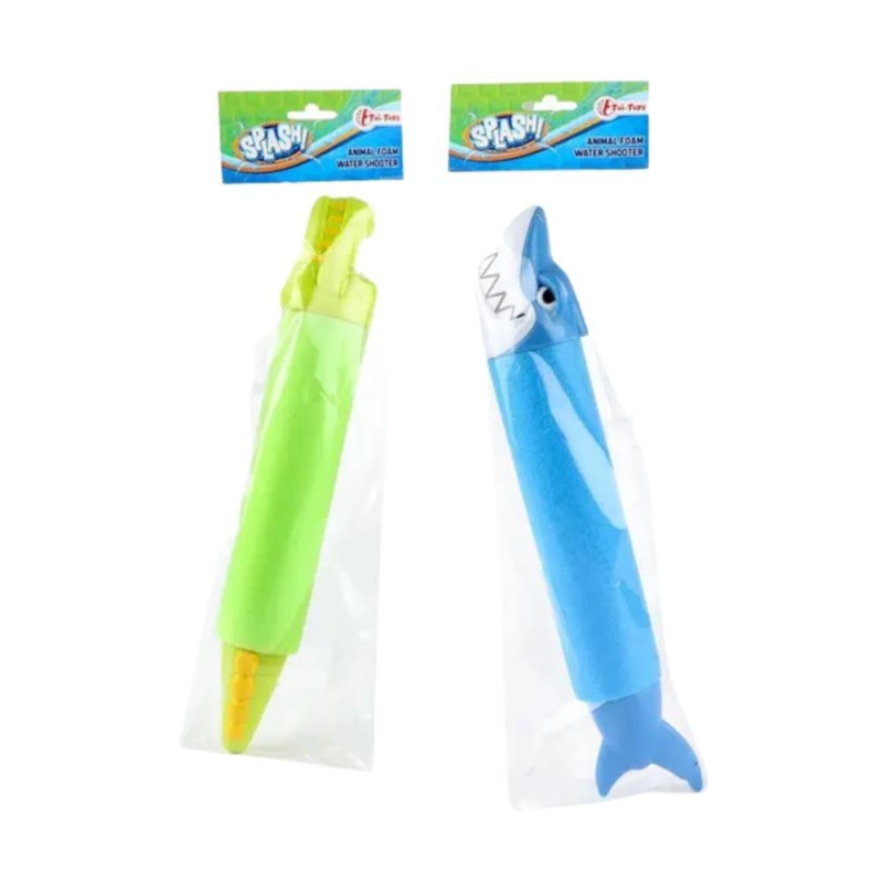 Wasserpistole Schaumstoff Tier Hai Krokodil 32 cm.