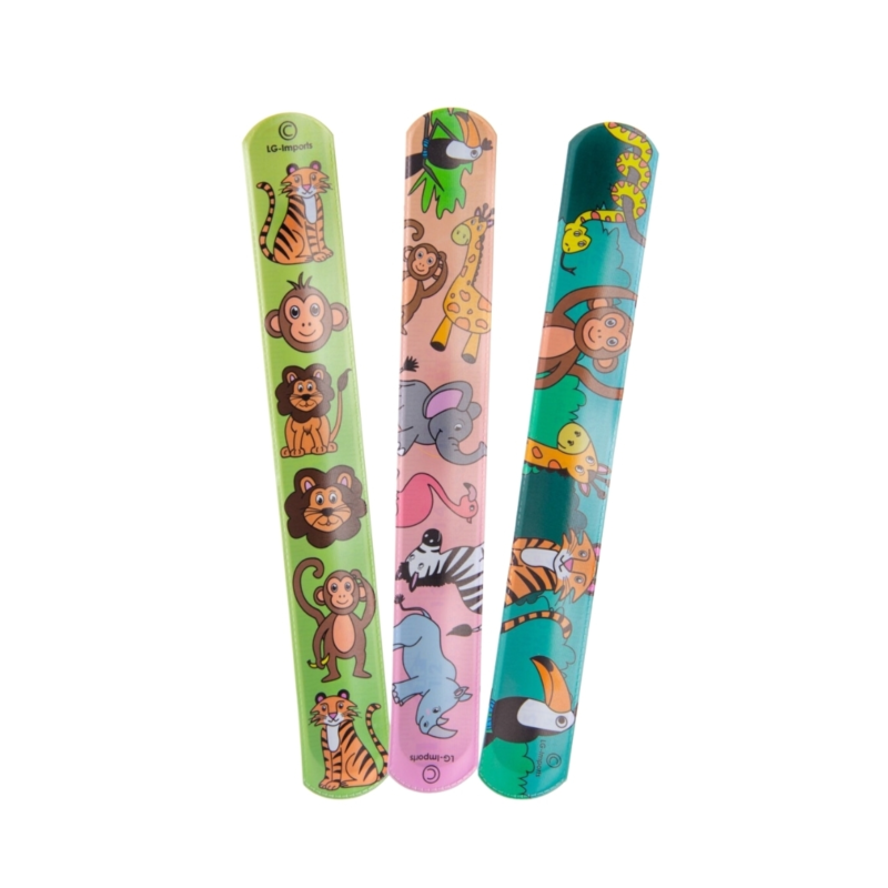 Klaparmband Jungledieren groen 21,5 cm 3 assorti