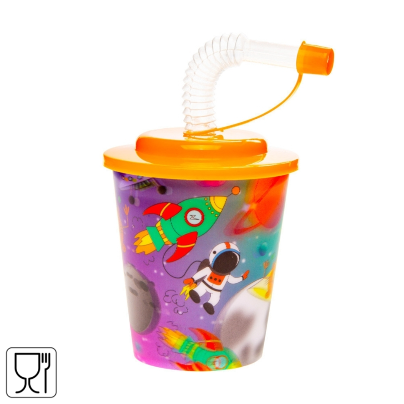 3D beker met rietje ruimte 250 ml