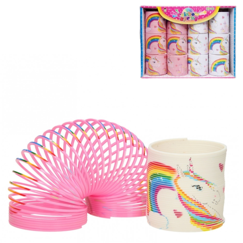 Treppenfeder Einhorn Regenbogen 6,5 cm 4 Stück sortiert