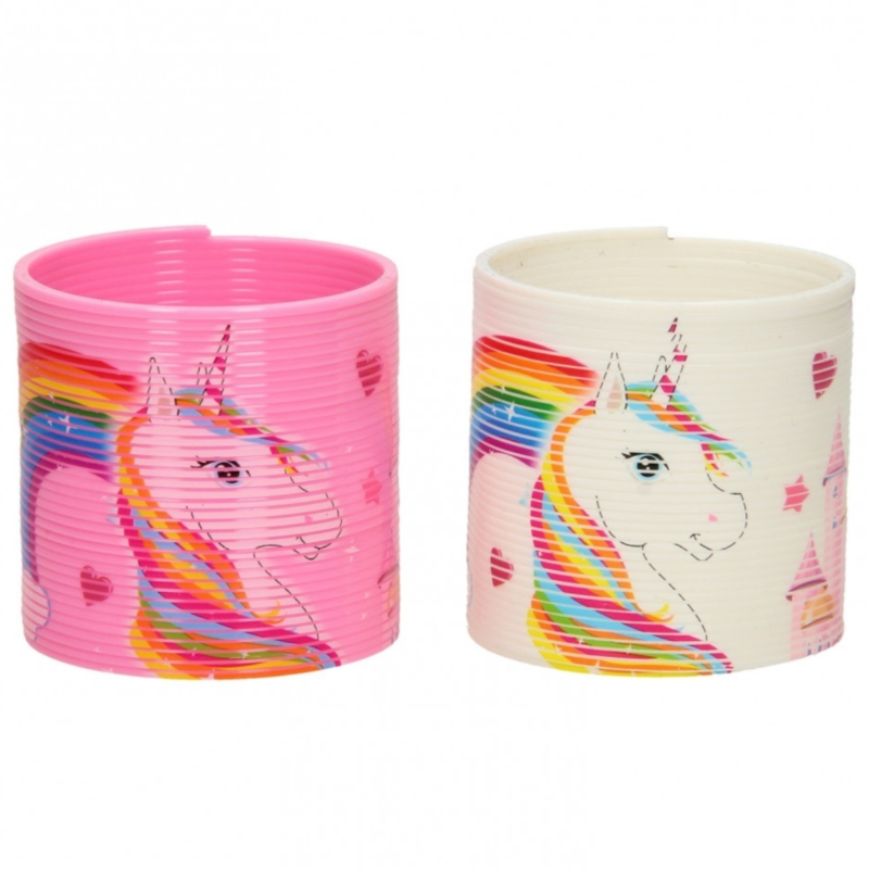 Treppenfeder Einhorn Regenbogen 6,5 cm 4 Stück sortiert