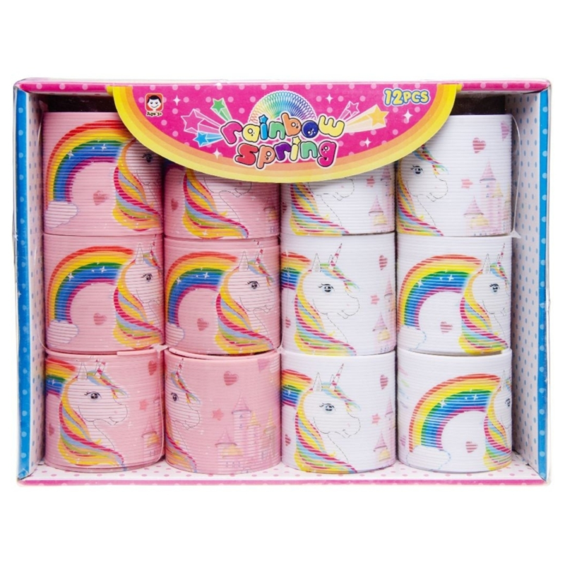 Treppenfeder Einhorn Regenbogen 6,5 cm 4 Stück sortiert