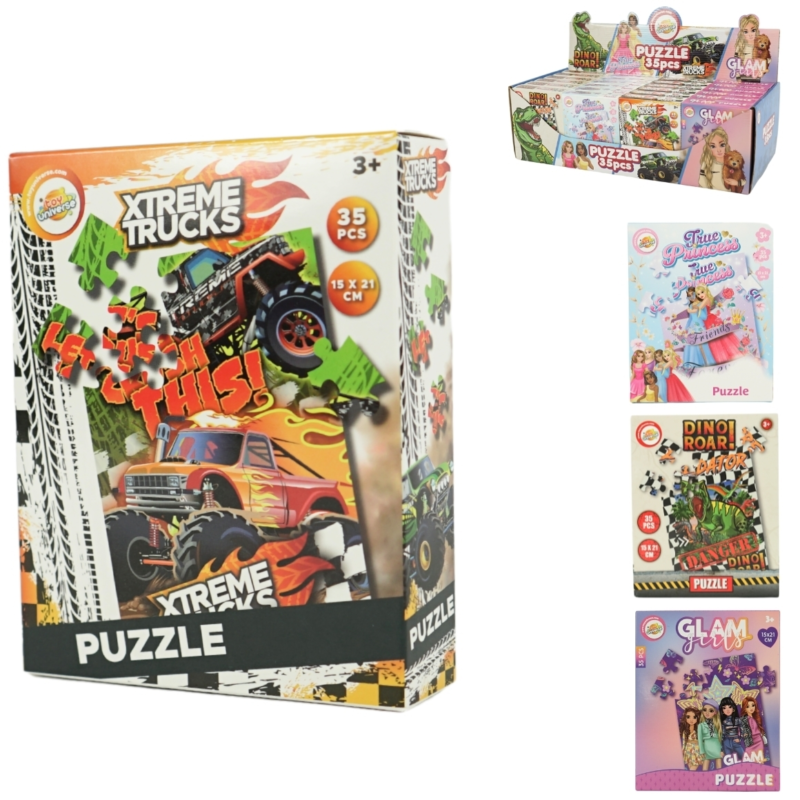 Puzzel 21 cm 35 stukjes 4 assorti