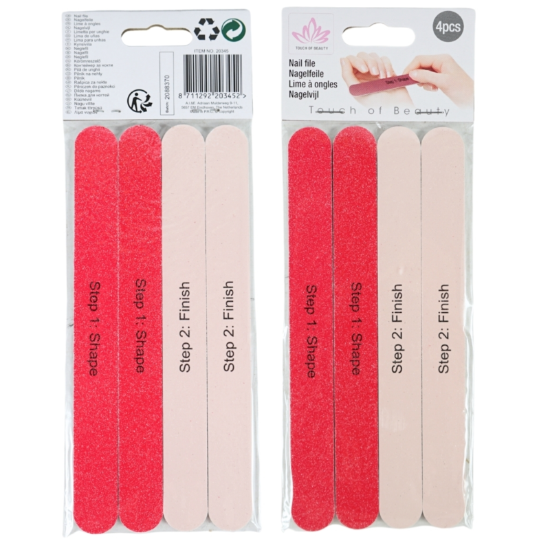 Touch of beauty nagelvijlen 18 cm set van 4