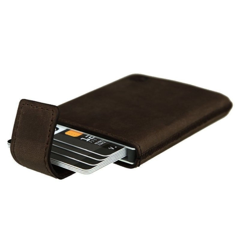 Valenta card case Pocket Premium donkerbruin leer