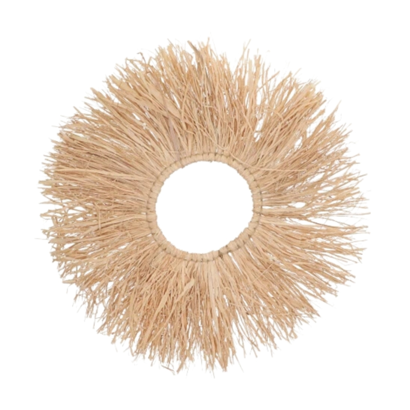 Wanddecoratie Raffia Boho ring 62 cm