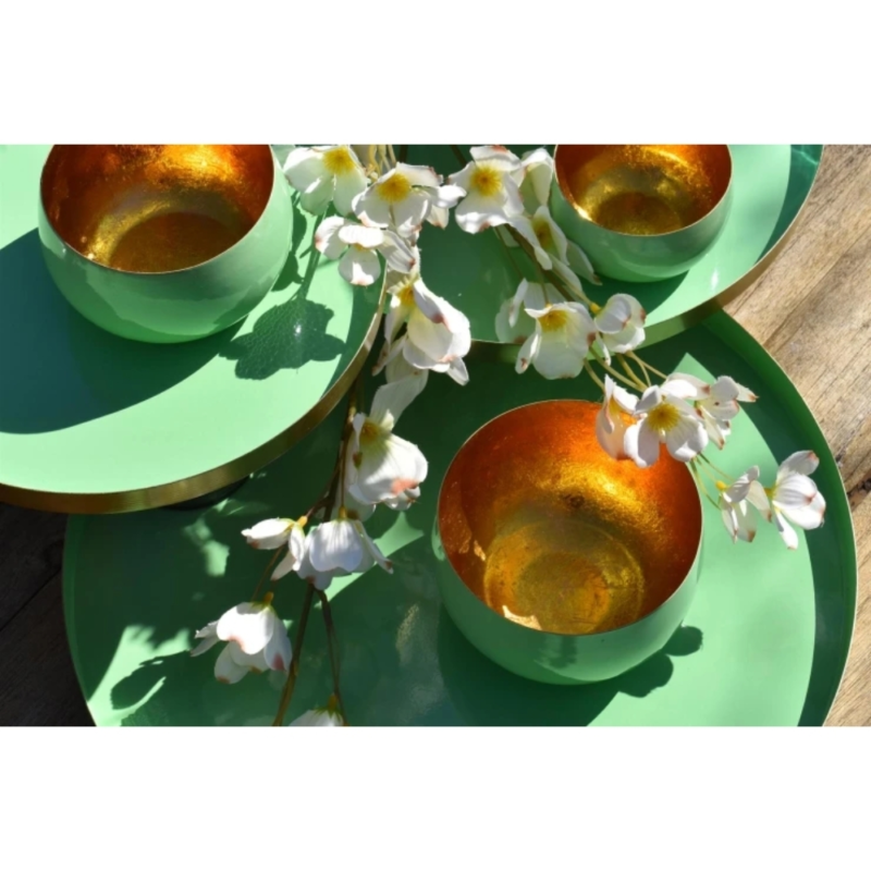 Dienblad Marrakech mint goudkleurig 26 cm