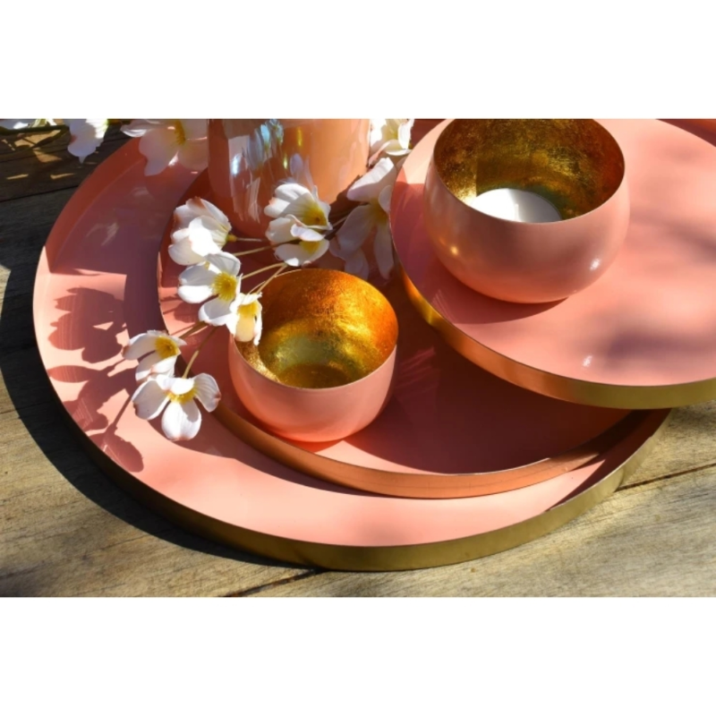 Dienblad Marrakech perzik goudkleurig 40 cm