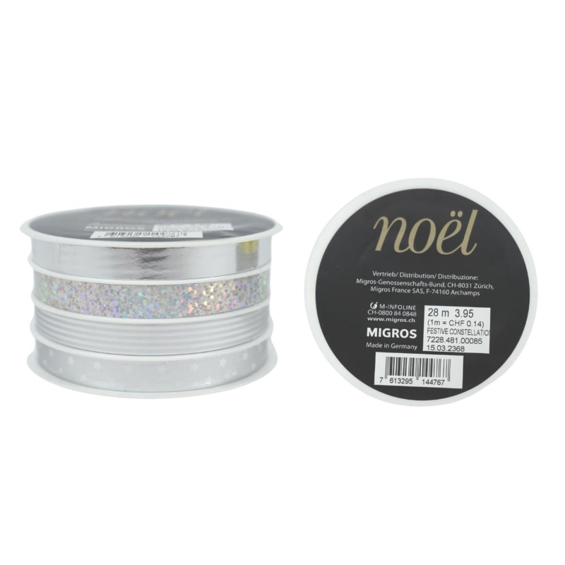 (R) Migros Geschenkband silber 400 cm