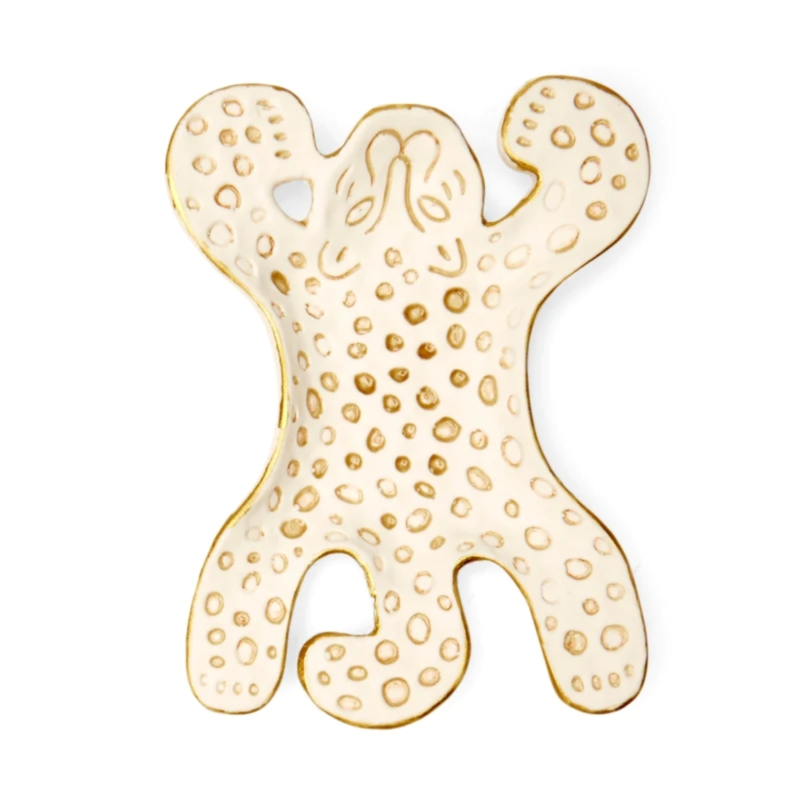 Kikkerland decoratie schaal luipaard wit 13 cm