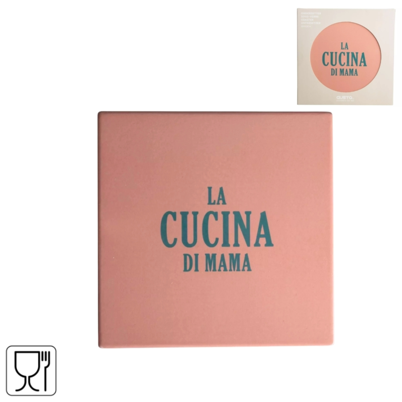 Gusta onderzetter Cucina di Mama roze 20x20 cm