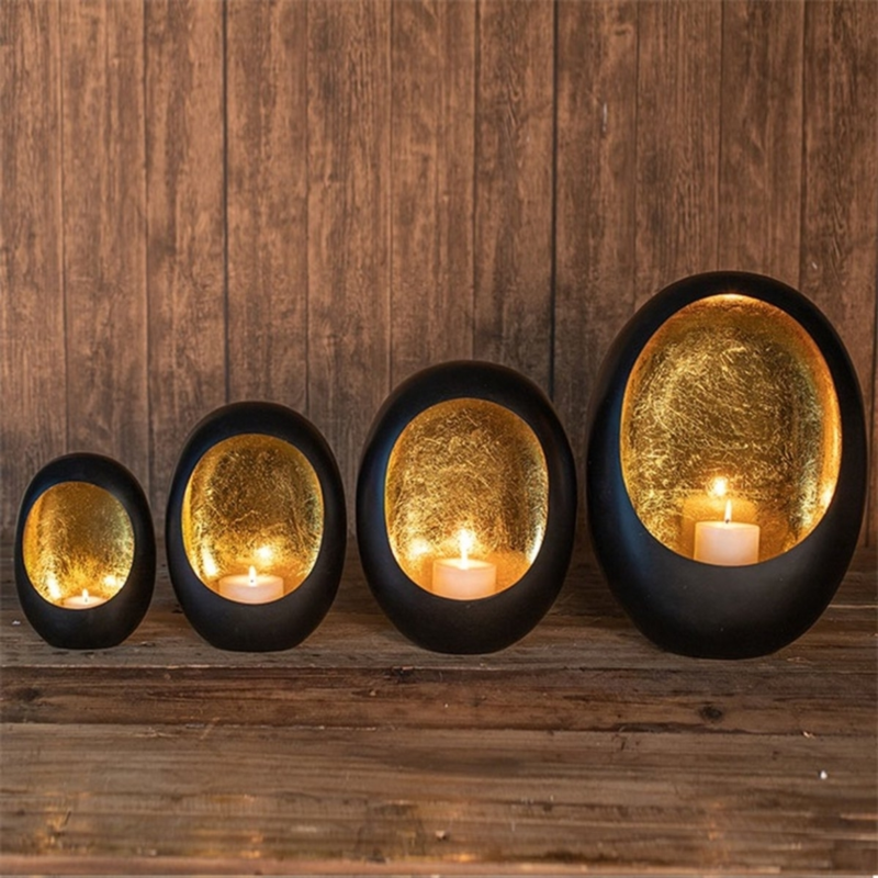 Countryfield Theelichthouder Eggy XL mat zwart 43,5 cm