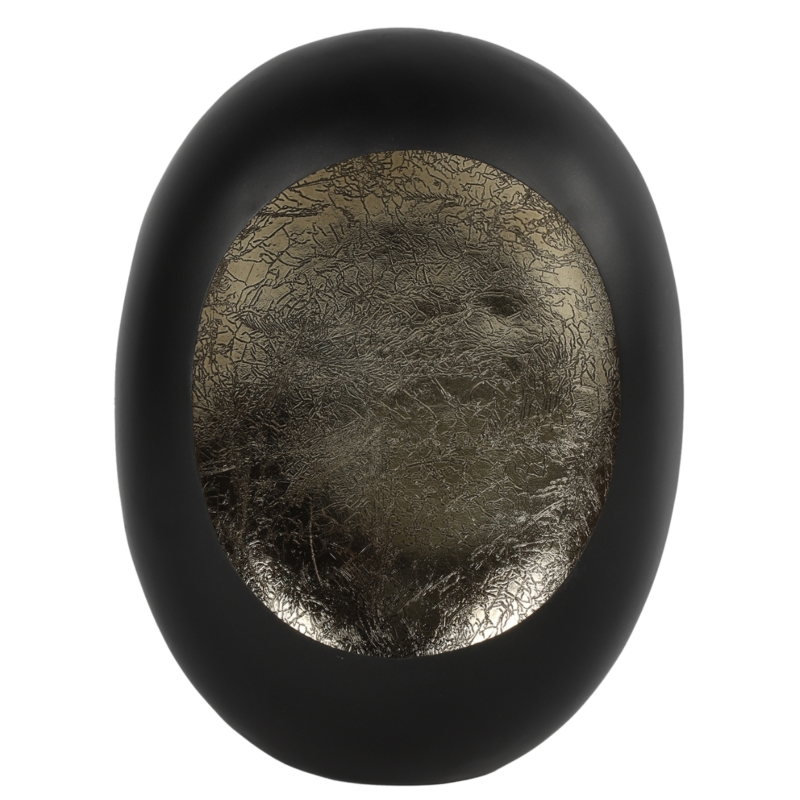 Countryfield Theelichthouder Eggy L mat zwart/messingkleurig 33 cm