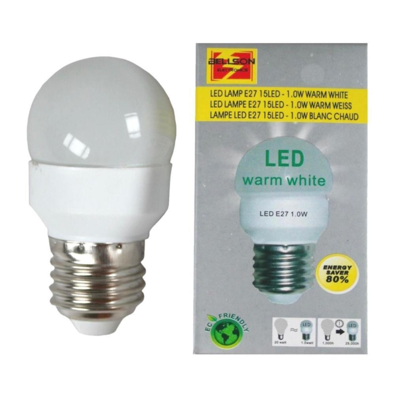 Led lamp E27 grote fitting warm wit 1 watt