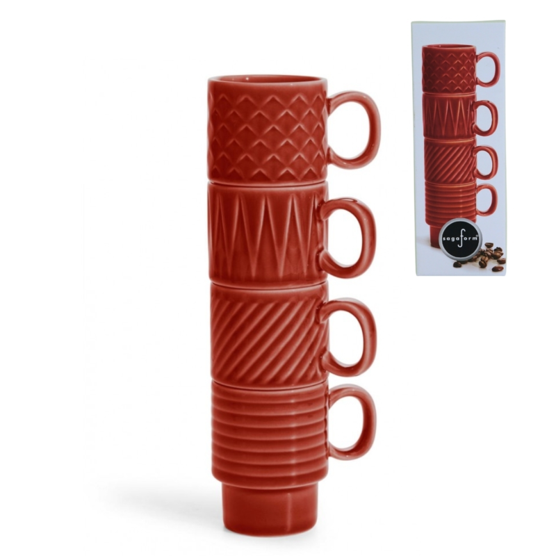 Sagaform  espressokopjes rood 100ml set van 4
