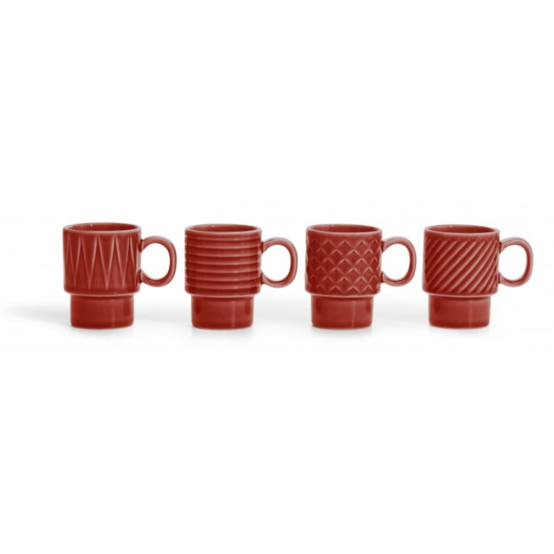 Sagaform  espressokopjes rood 100ml set van 4
