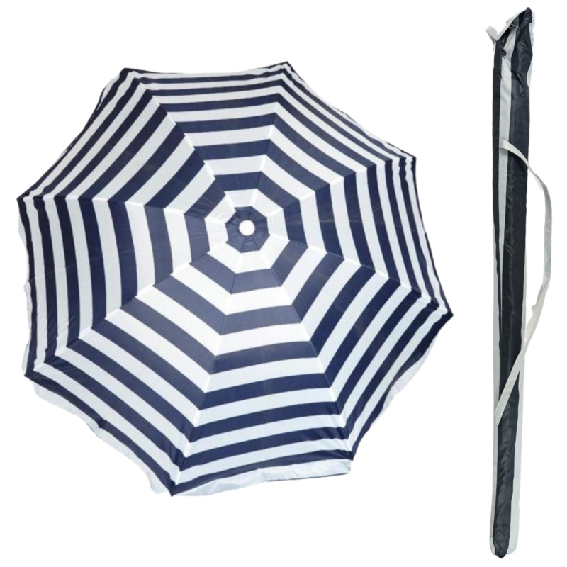 Parasol blauw/wit 180 cm