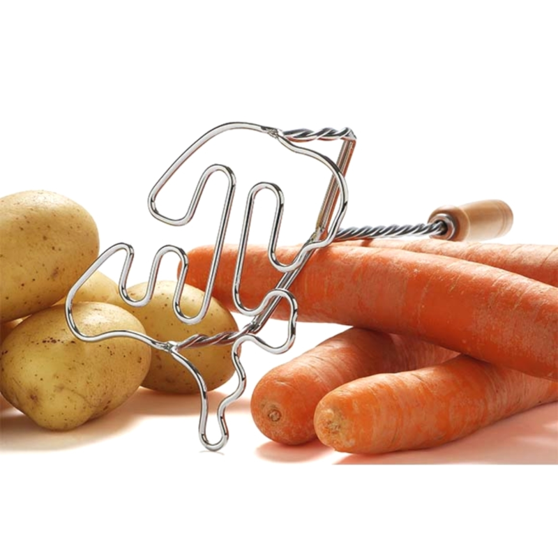 Stamppotstamper Nederland metaal met houten handvat 37 cm