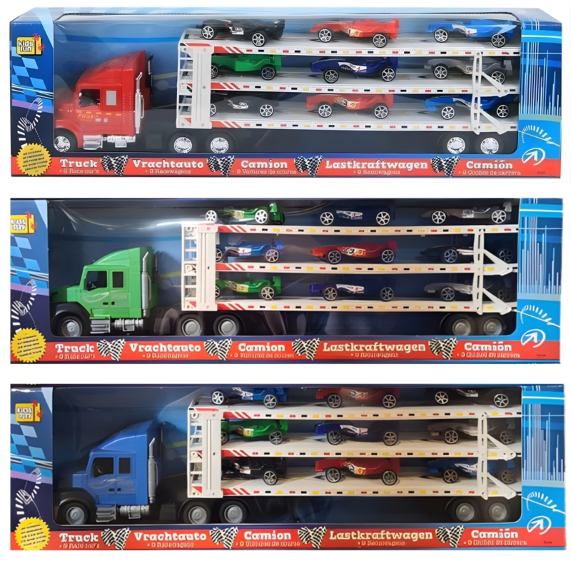 Kids Fun vrachtwagen met oplegger en raceautos 58 cm