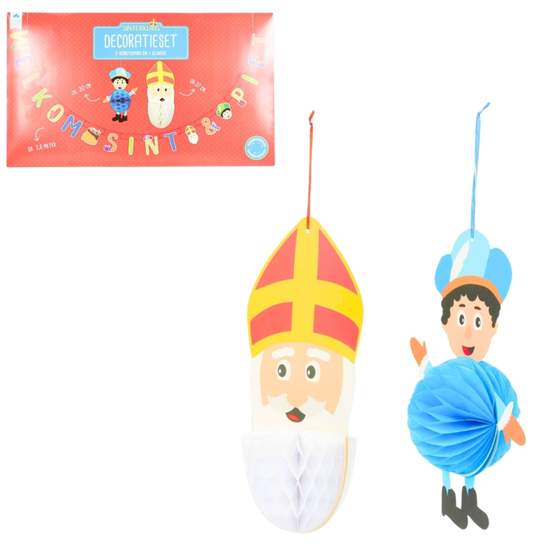 Sinterklaas decoratieset slinger 3,6 meter 2 assorti