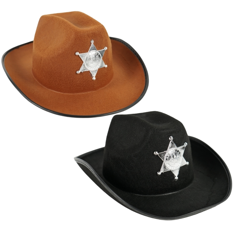 Cowboyhoed kinderen vilt bruin/zwart