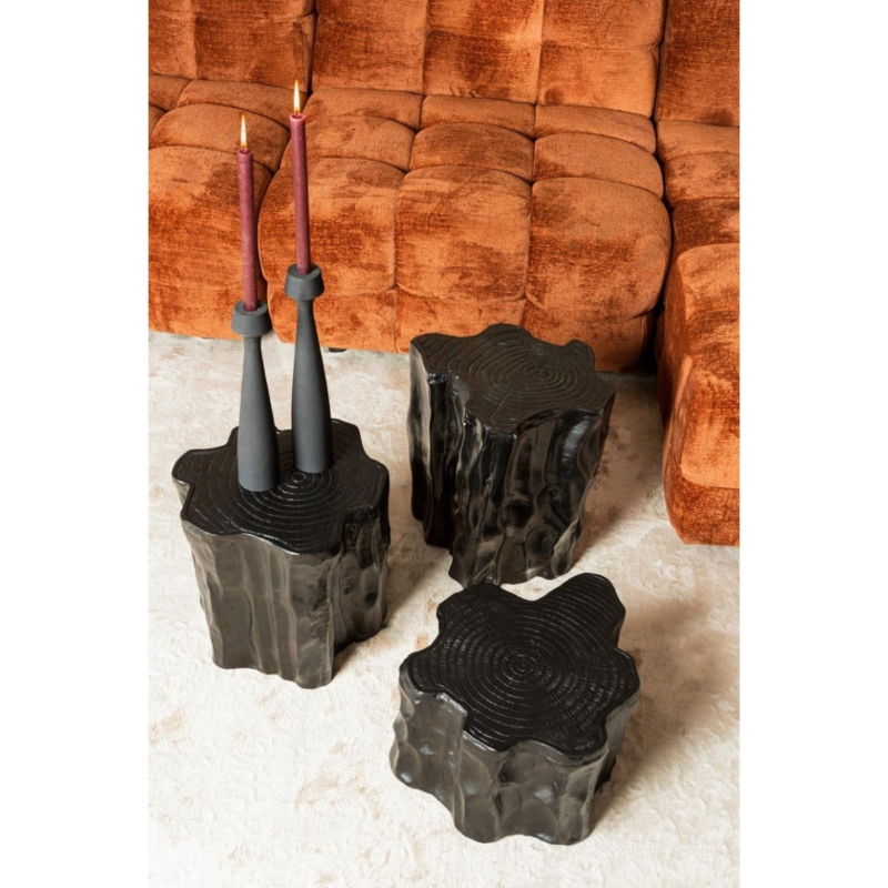 PTMD bijzettafel Fennah boomstronk aluminium zwart 44 cm