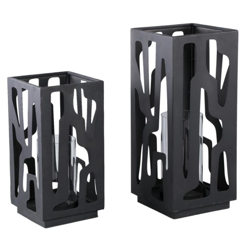 PTMD windlicht Dewey zwart 32 cm