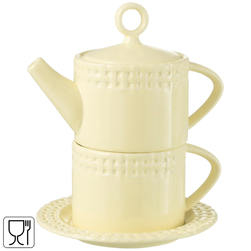 J-LINE theepot met mok geel 300 ml