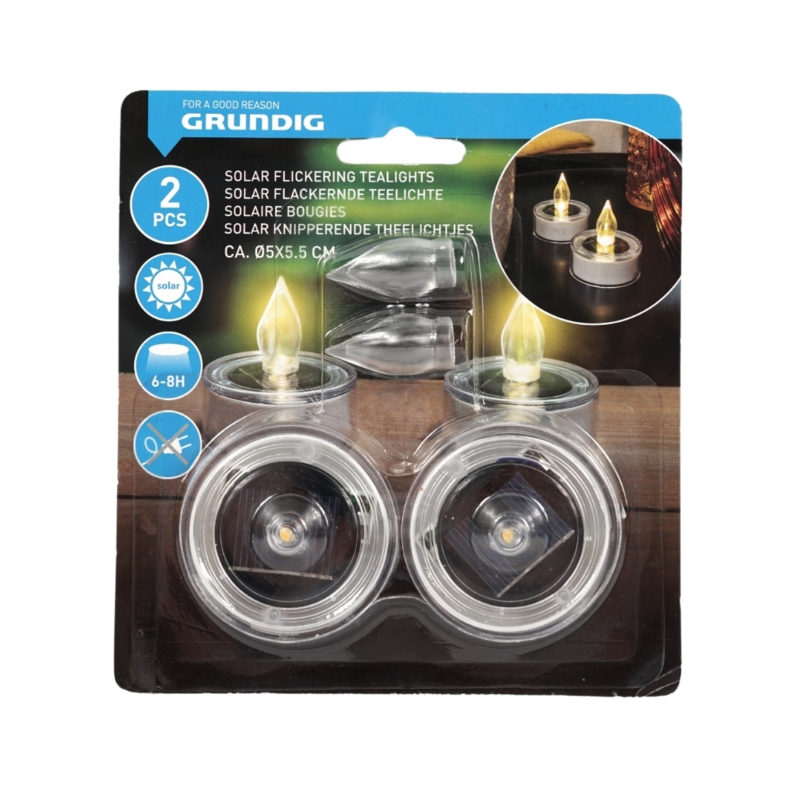Grundig solar knipperende theelichtjes 5,5 cm set van 2 B-keus