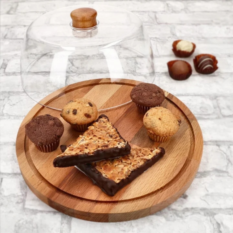 Esmerina serveerplank met stolp 24 cm