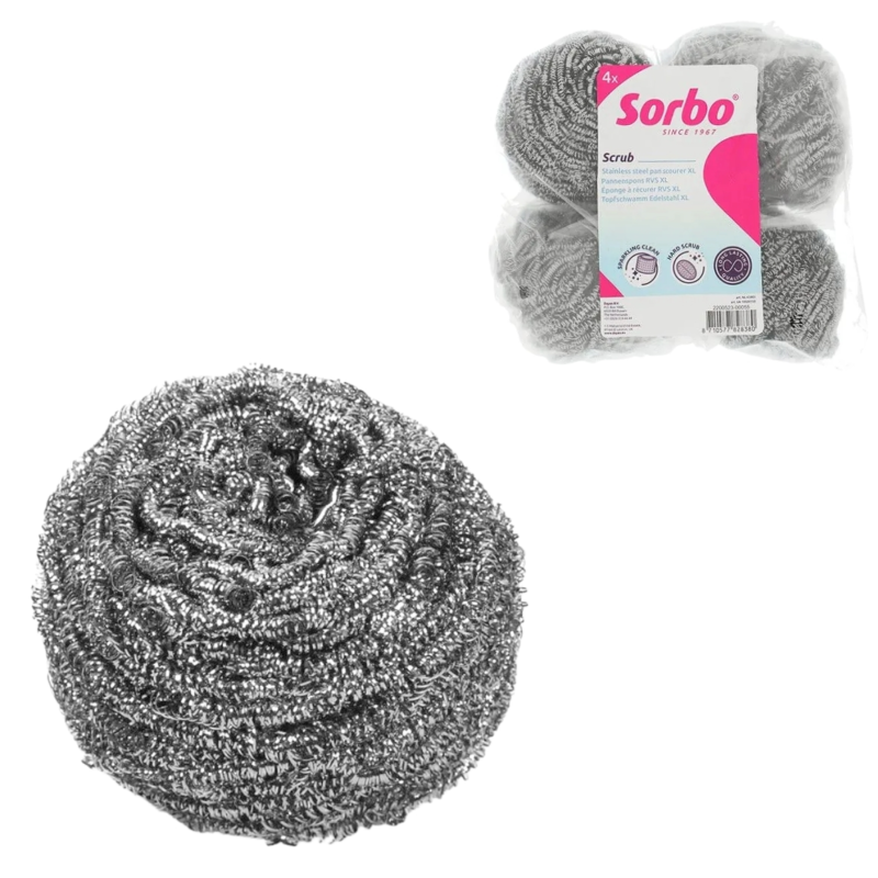 Sorbo pannenspons rvs set van 4