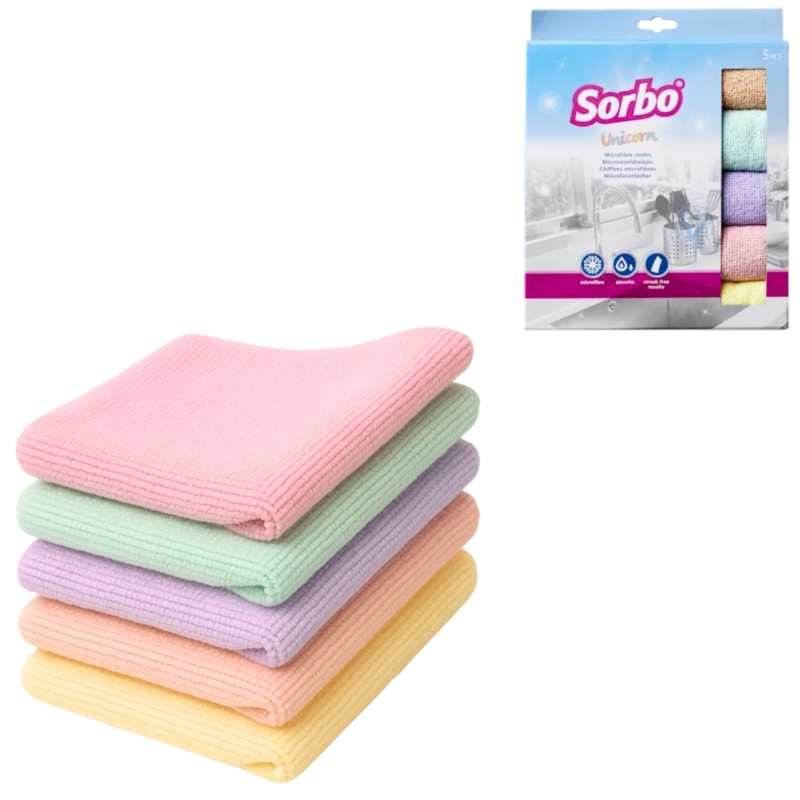 Sorbo microvezeldoekje Unicorn 40 x 40 cm set van 5