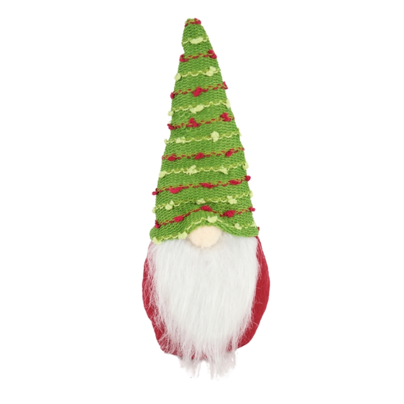 Kabouter Kerst rood met groene muts 25 cm